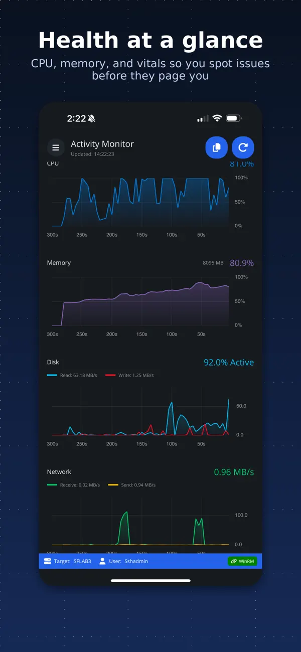 Screenshot #2 pour WinPulse – Windows Admin