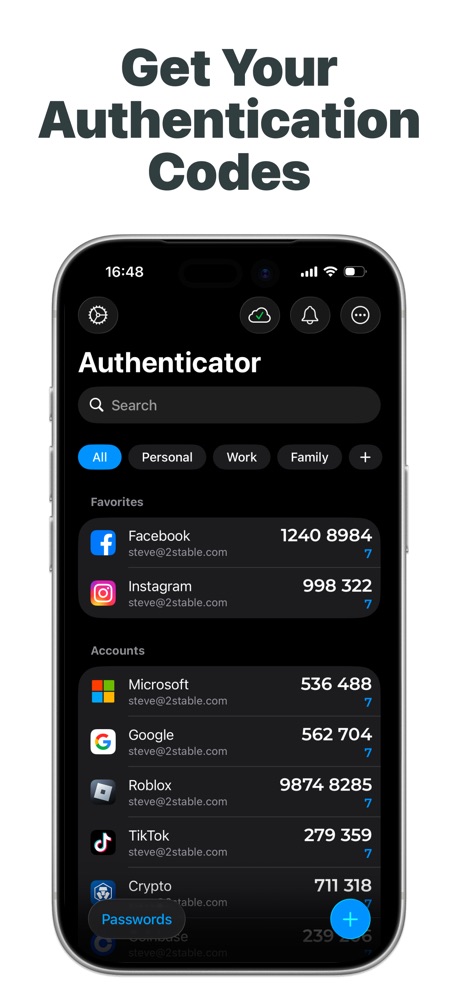 Authenticator App App Store screenshot 1, headline “Get Your Authentication Codes”. Asks for an action.