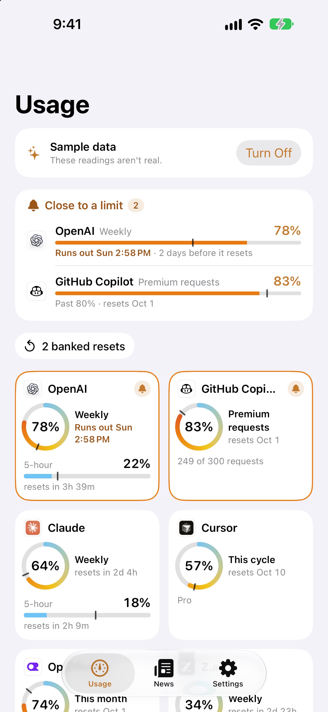 Screenshot 1 of Tokenroom: AI Usage & Limits