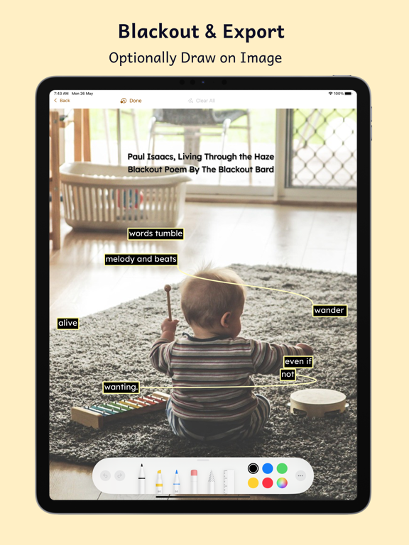 Blackout Bard: Blackout Poetry iPad screenshot 5 - Education app