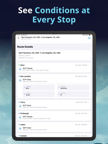 Drive Weather Forecast Travero iPad screenshot