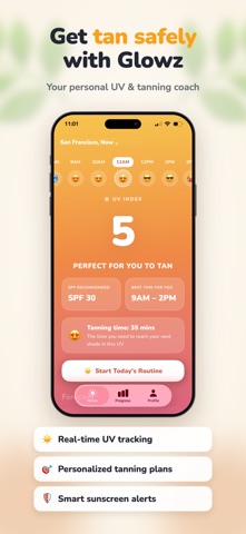 Glowz - Smart Tanning iPhone screenshot