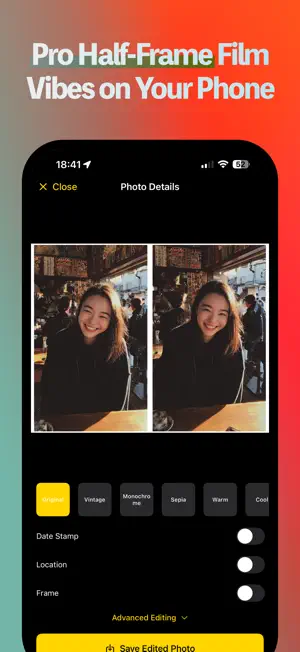 HalfFilm: Half‑Frame Cam EXIF screenshot 1