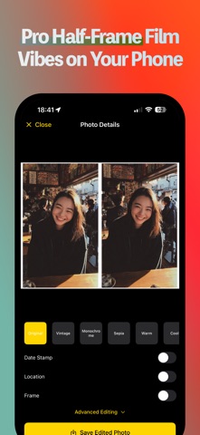 HalfFilm: Half‑Frame Cam EXIF Screenshot 1 of 5