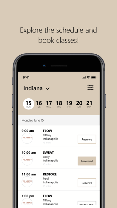 The Village Yoga + Movement iPhone screenshot 3 - Health & Fitness app