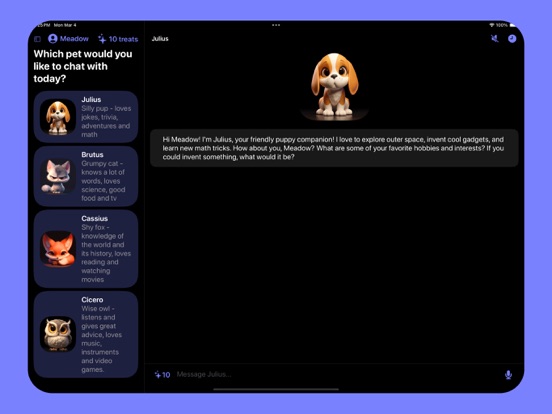 Screenshot #4 pour AI Pets: Super smart chat pals