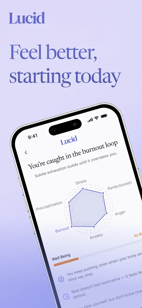 Lucid - Know Yourself iOS app screenshot showing feature 1