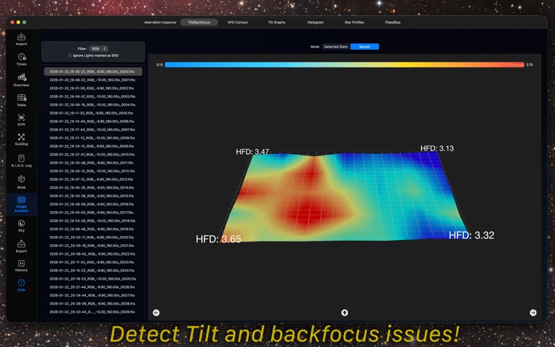 N.I.N.A. Session Analysis screenshot