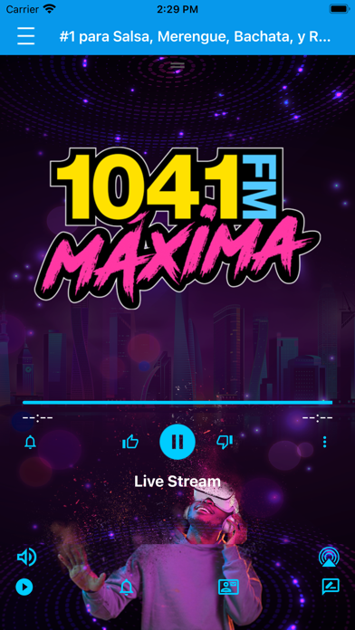 Maxima 104.1 app screenshot