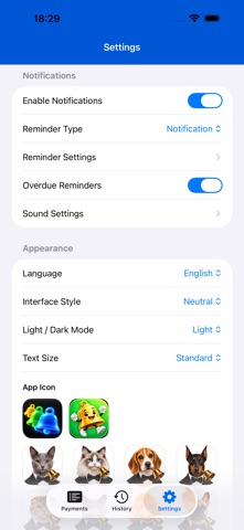 Payments reminder BillsOn iPhone screenshot