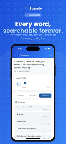 Summly-AI Audio,docs summaries iPhone screenshot