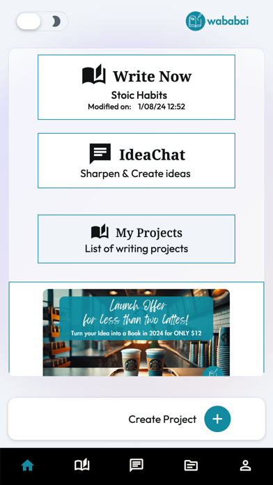 WABABAI Book Writing App Screenshot