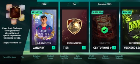 Ultimate Football Manager - Gli utenti possono partecipare a varie categorie di sfide, come quelle del 'POTM' (Player Of The Month), per sbloccare ricompense esclusive, tra cui carte giocatore di alto livello come Pedri con 90 OVR.