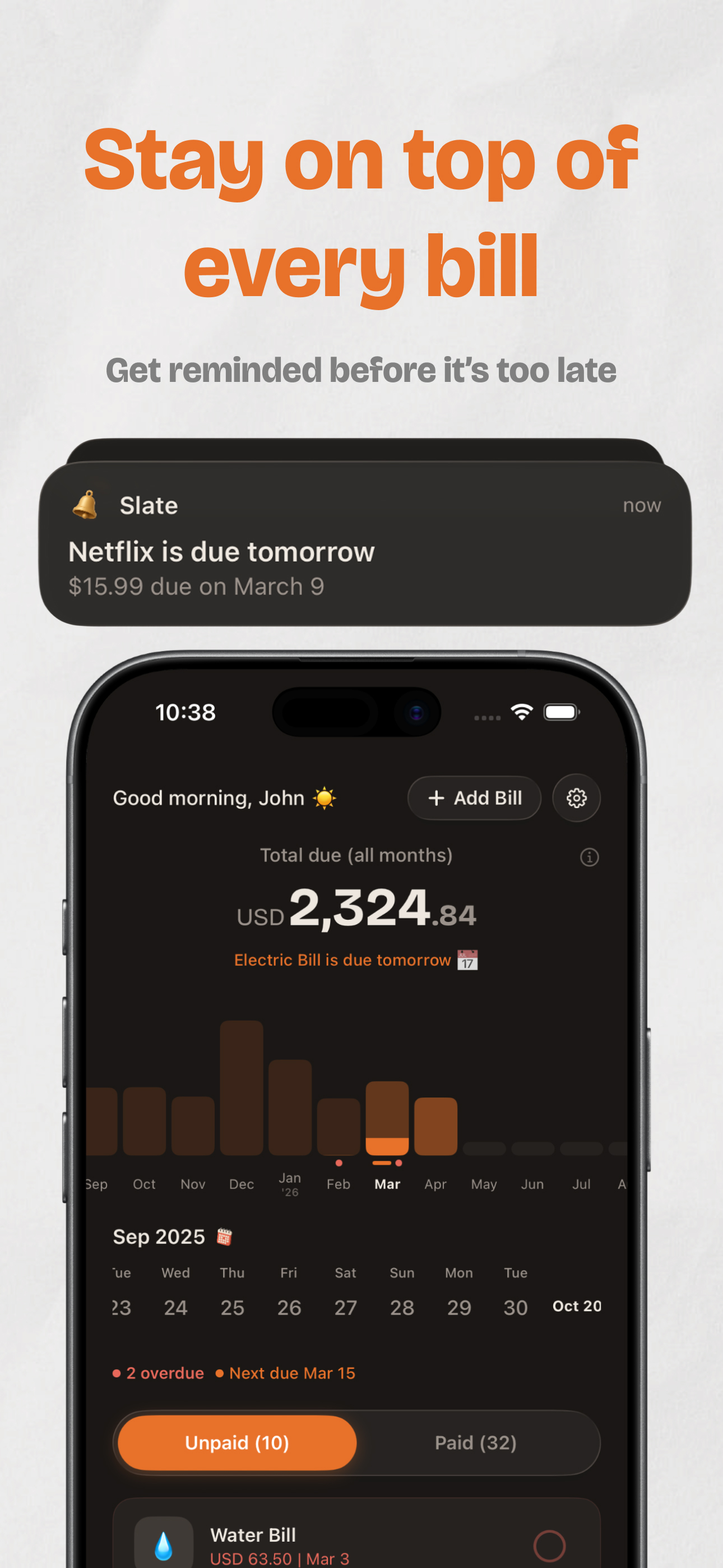Slate — Bill & Expense Tracker