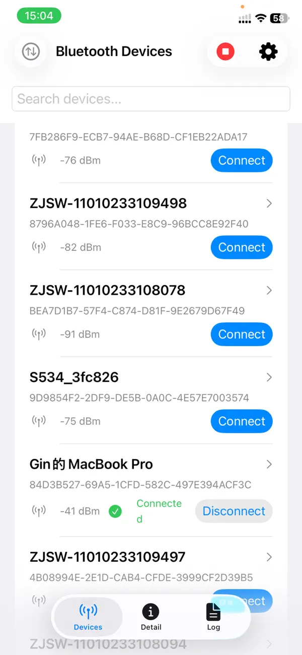 #1. Bluetooth Tool - Debug (iOS) Ved: 声勇 郭
