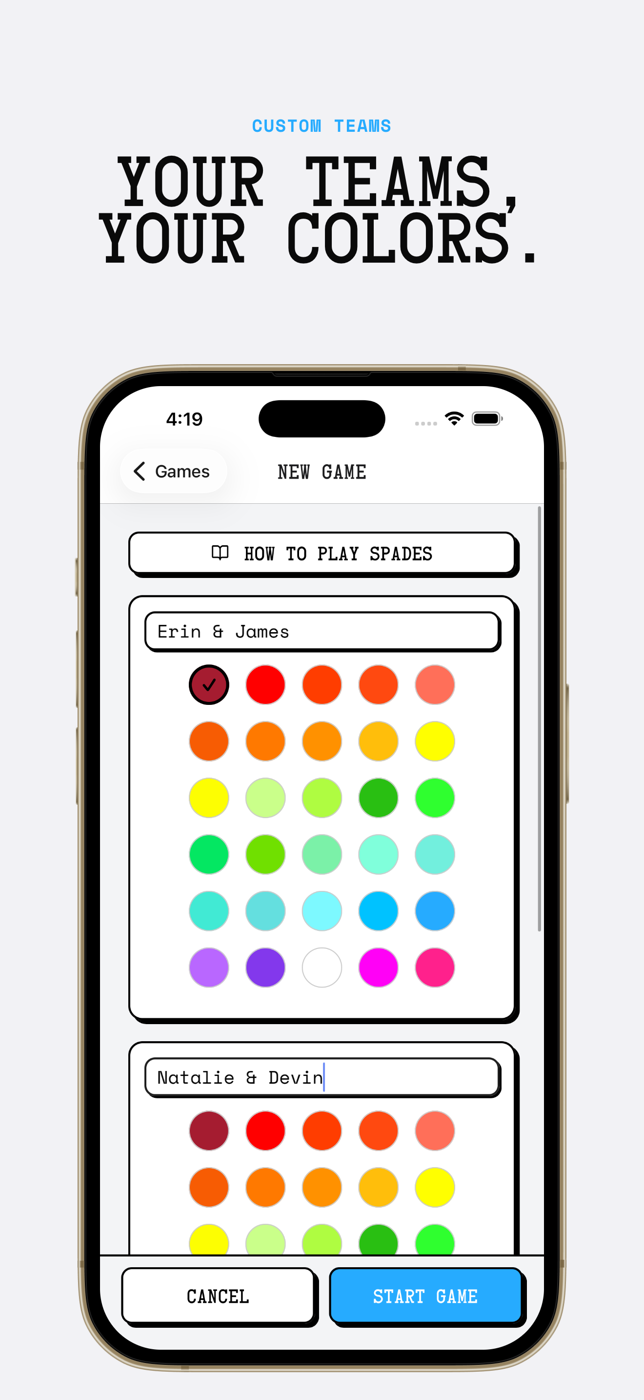 Spades Score Tracker