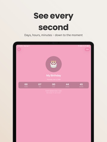 Customizable Countdowns iPad screenshot