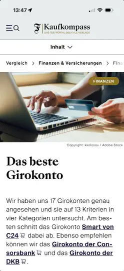 Screenshot von Kaufkompass auf dem iPhone 4