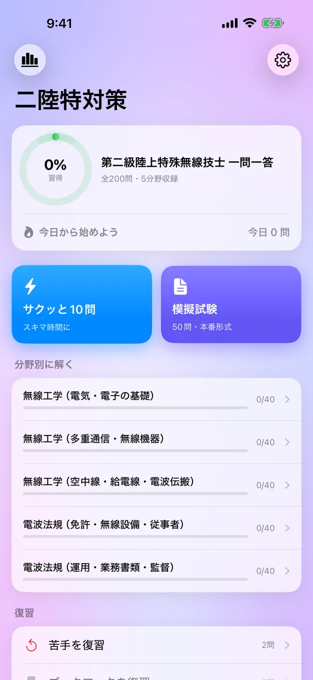 二陸特のアプリ画面