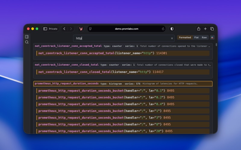 Prometheus Formatter screenshot