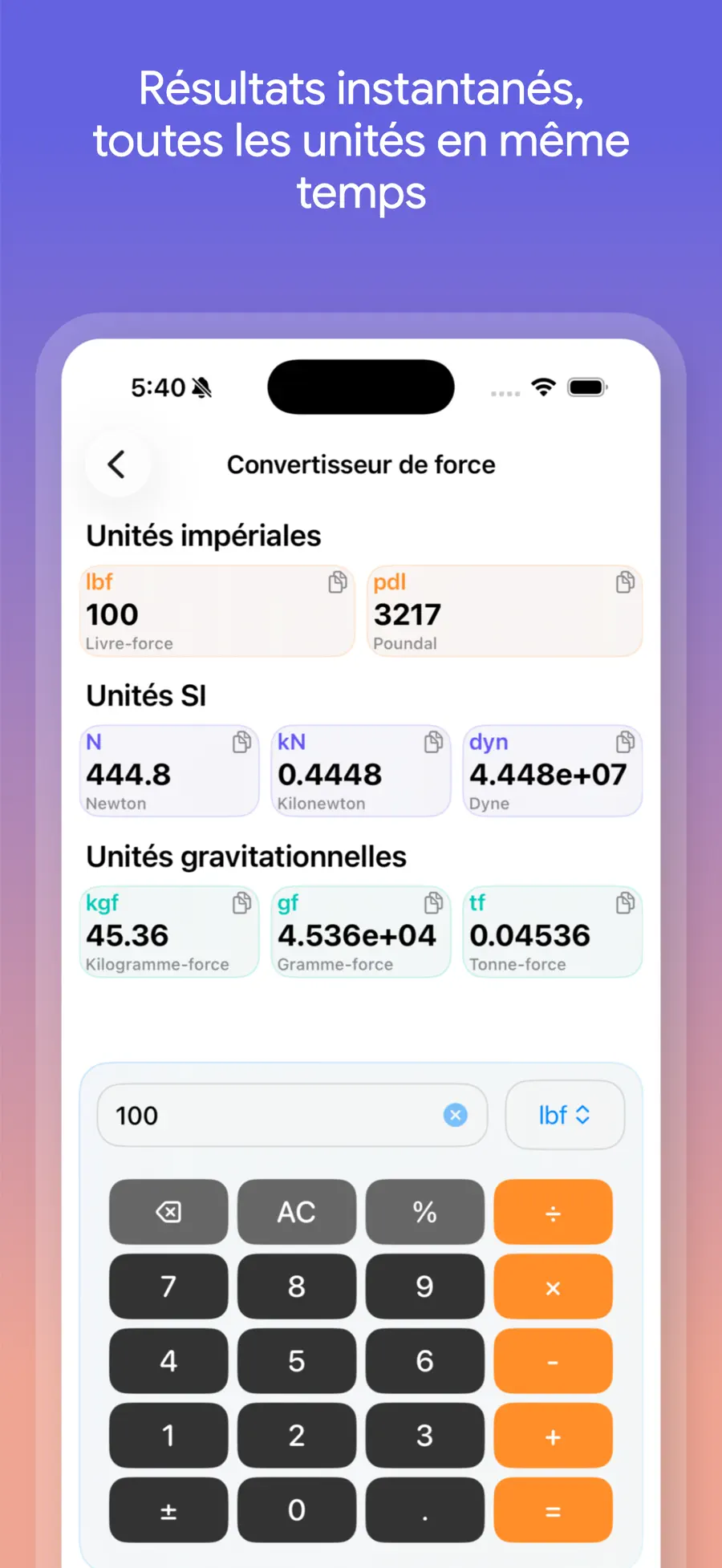 Convertisseur d'unités + screenshot 1