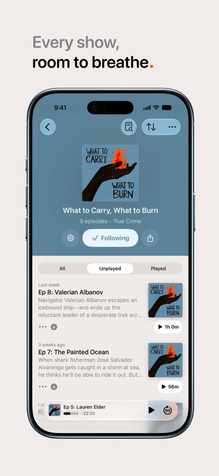 #3. HearHere: Podcast Player (iOS) Tekijänä: Toni Na
