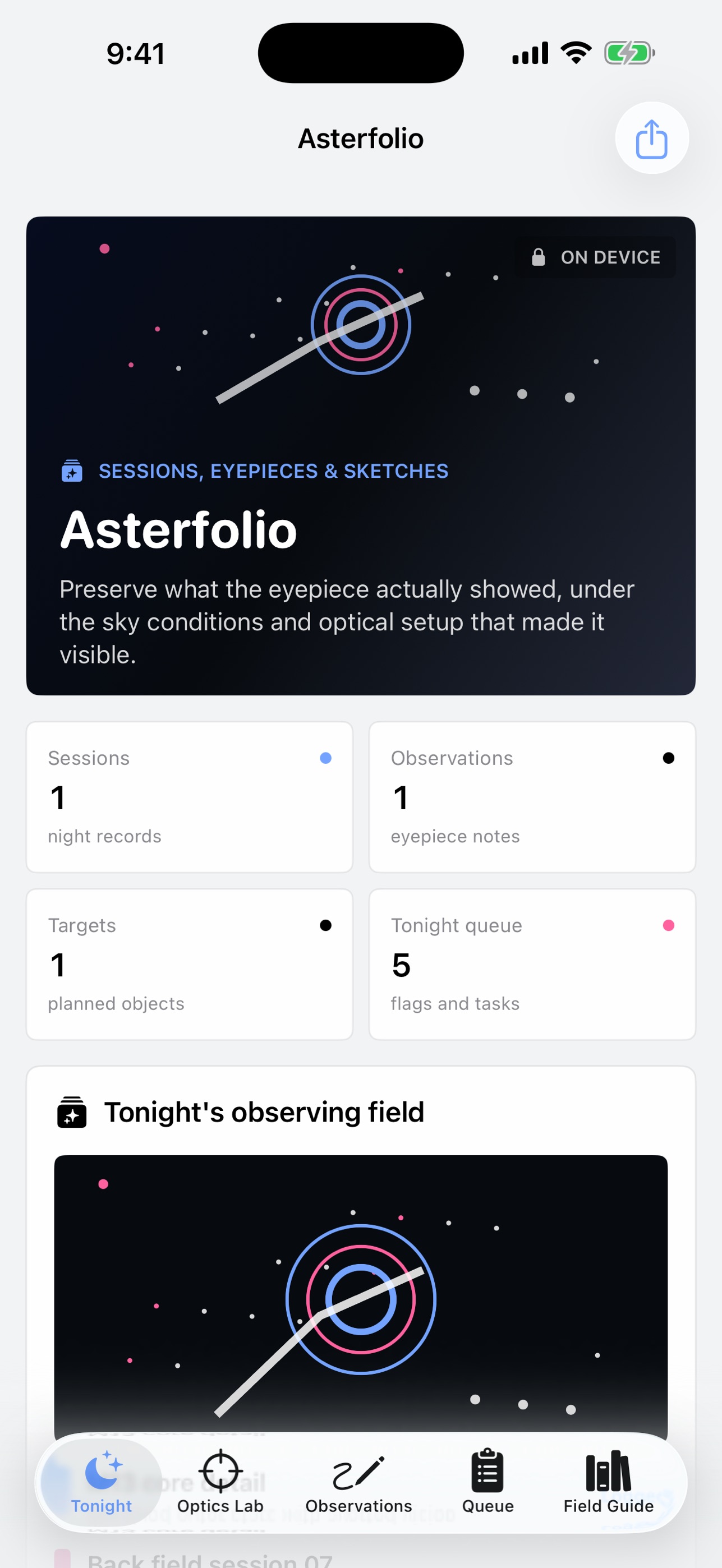 Screenshot 1 of Asterfolio: Night Notebook