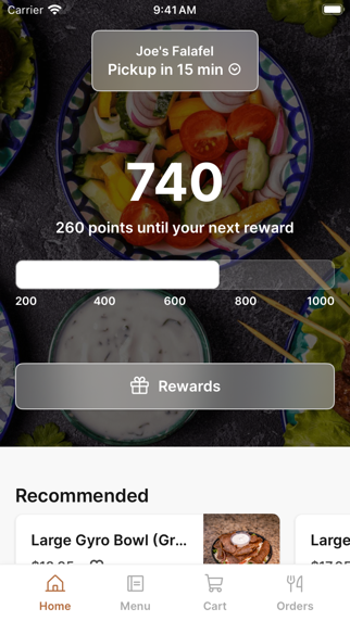Joe's Falafel app screenshot