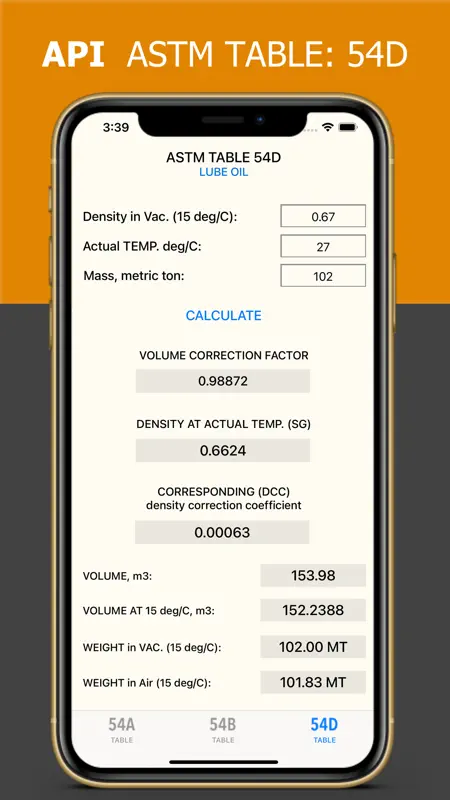 ASTM Tables: 54A, 54B, 54D screenshot 3 of 3