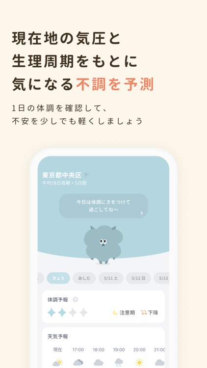 気圧頭痛・生理前の不調を予測／harema