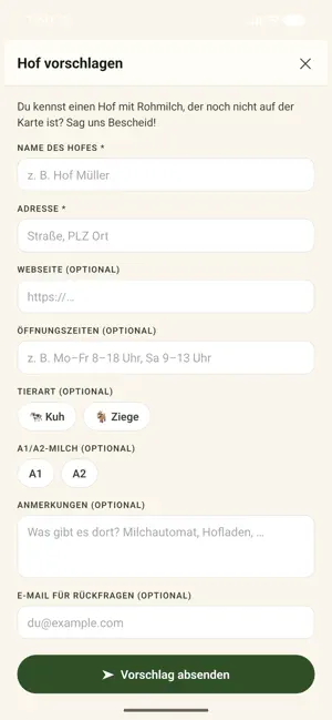 Rohmilchkarte iPhone screenshot 3