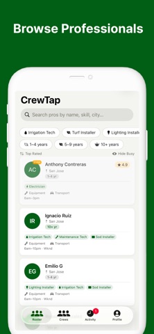 CrewTap - Find Professionals screenshot