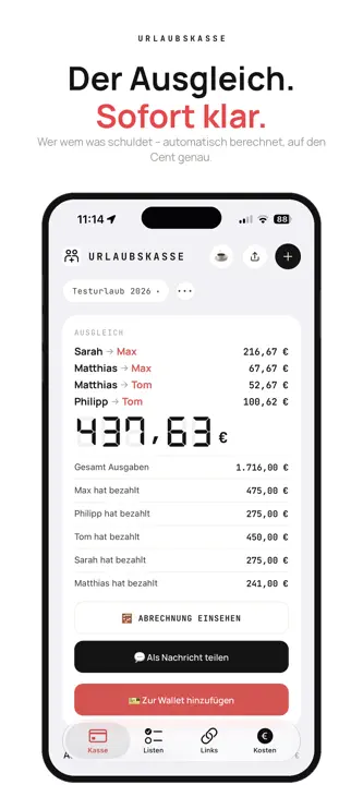 Urlaubskasse+ screenshot 2