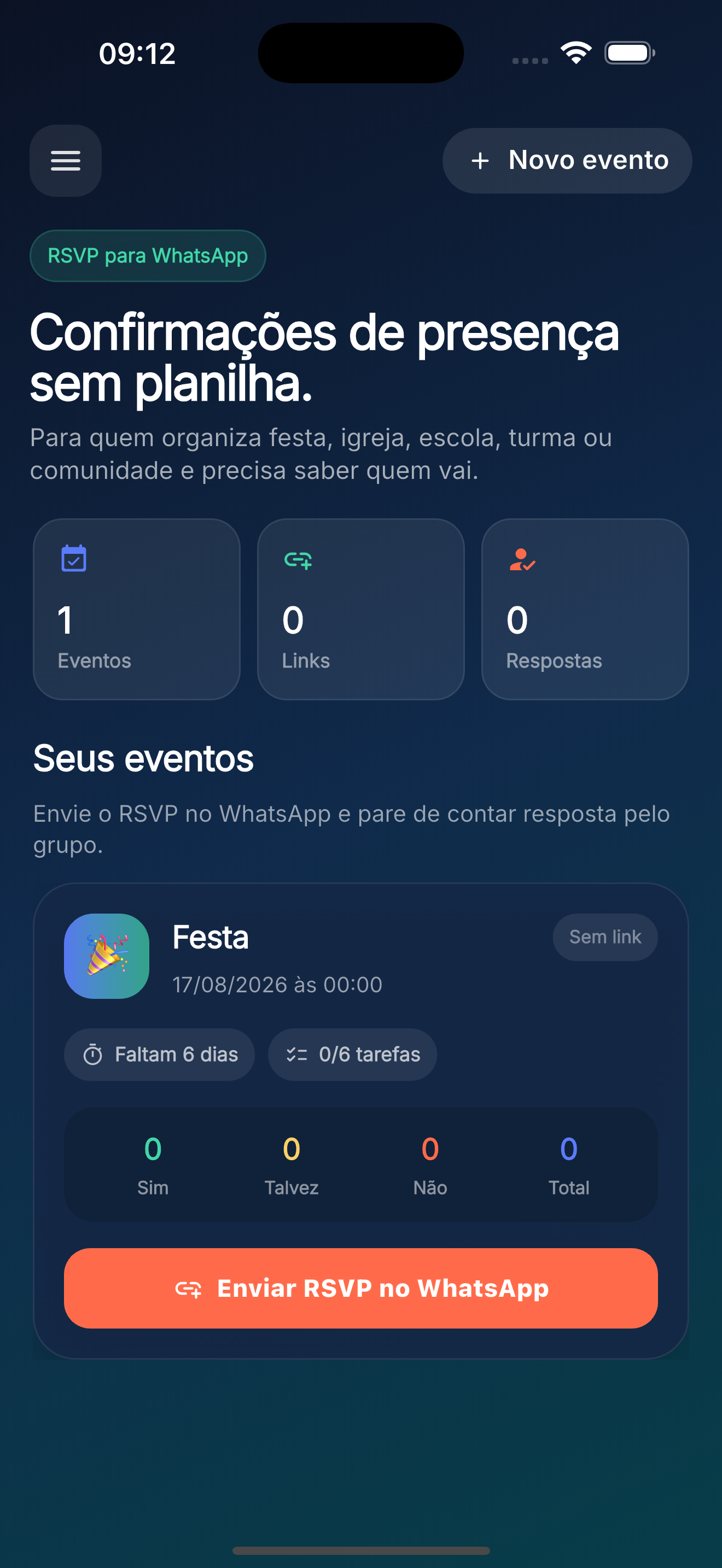 Eventos com RSVP screenshot 2