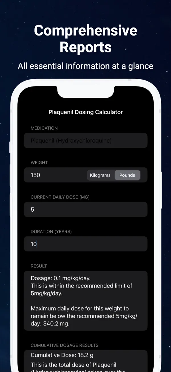 Screenshot #3 pour Hydroxychloroquine Calculator
