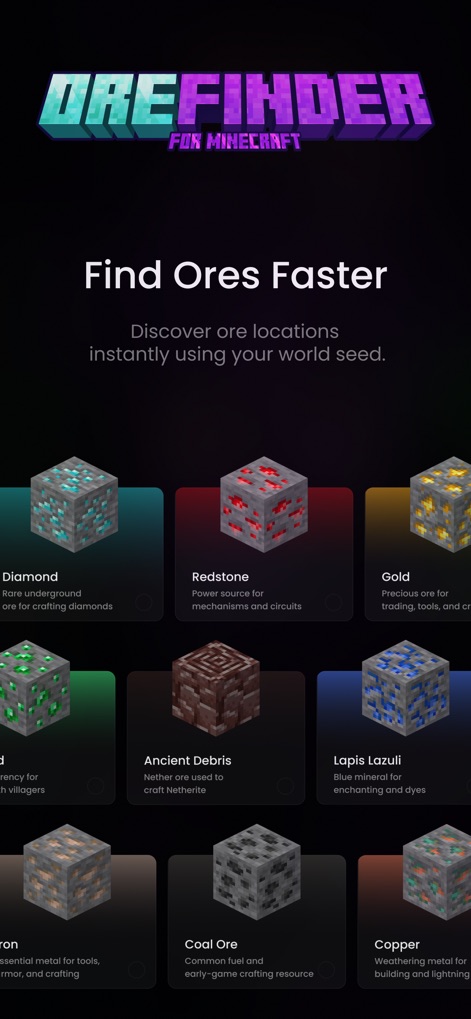 Finder Diamond Ore for MC - Utilities App | MWM