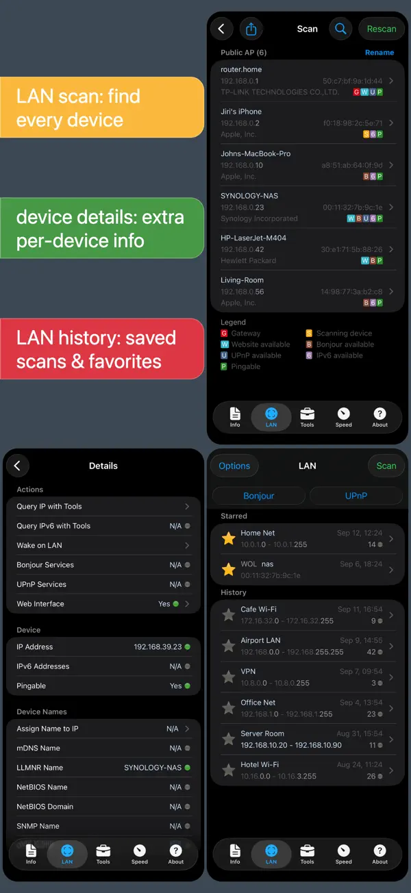 Network Analyzer Pro iPhone App Screenshot 1 – Dienstprogramme