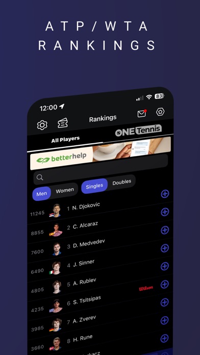 TennisONE - Tennis Live Scores Screenshot