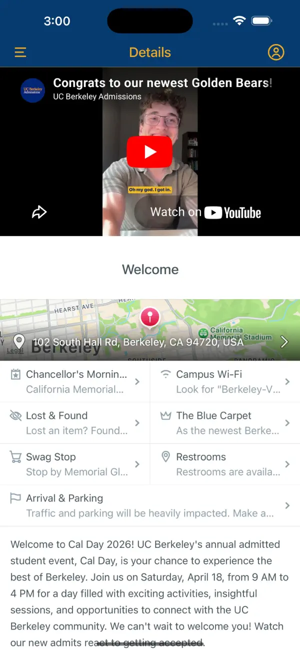 Screenshot #3 pour UC Berkeley / Cal Event Guides