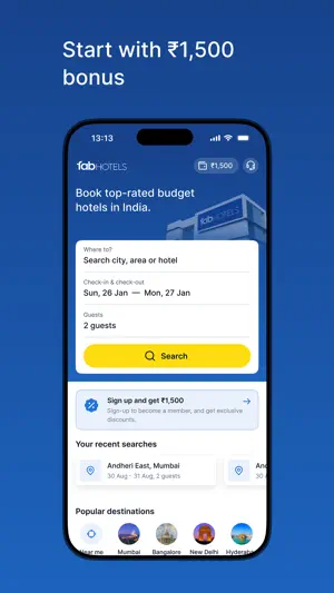 FabHotels: Hotel Booking App screenshot 1