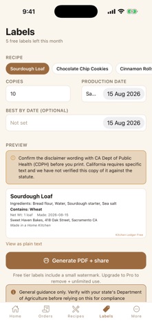 Kitchen Ledger: Cottage Baker iPhone screenshot