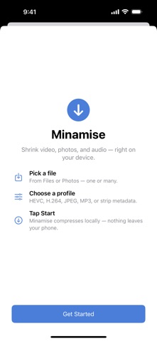 Minamise: Compress Media iPhone screenshot