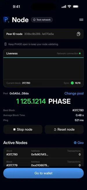 PHASE: Node & Wallet screenshot 1