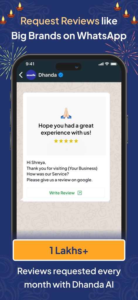Dhanda - This tool simplifies gathering customer feedback, allowing businesses to send personalized review requests directly through WhatsApp with a clear call to action.