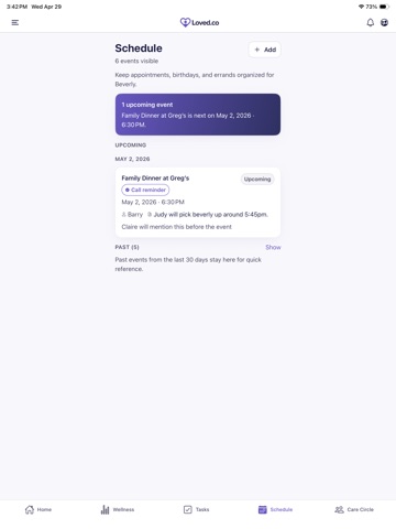 Loved: Senior Care Check-Ins iPad screenshot