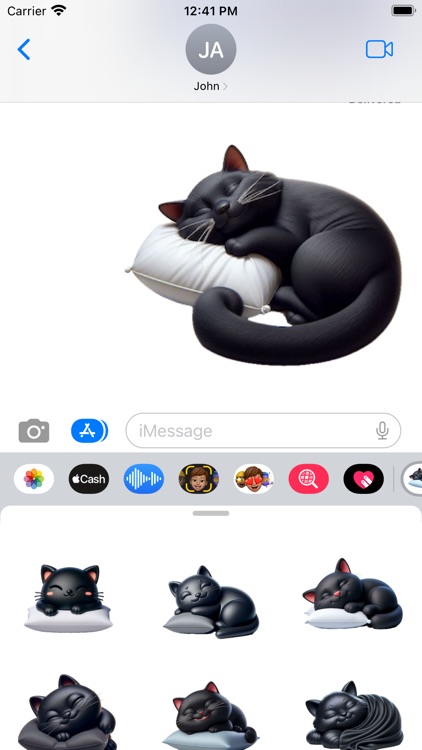 Sleeping Black Cat Stickers screenshot-5