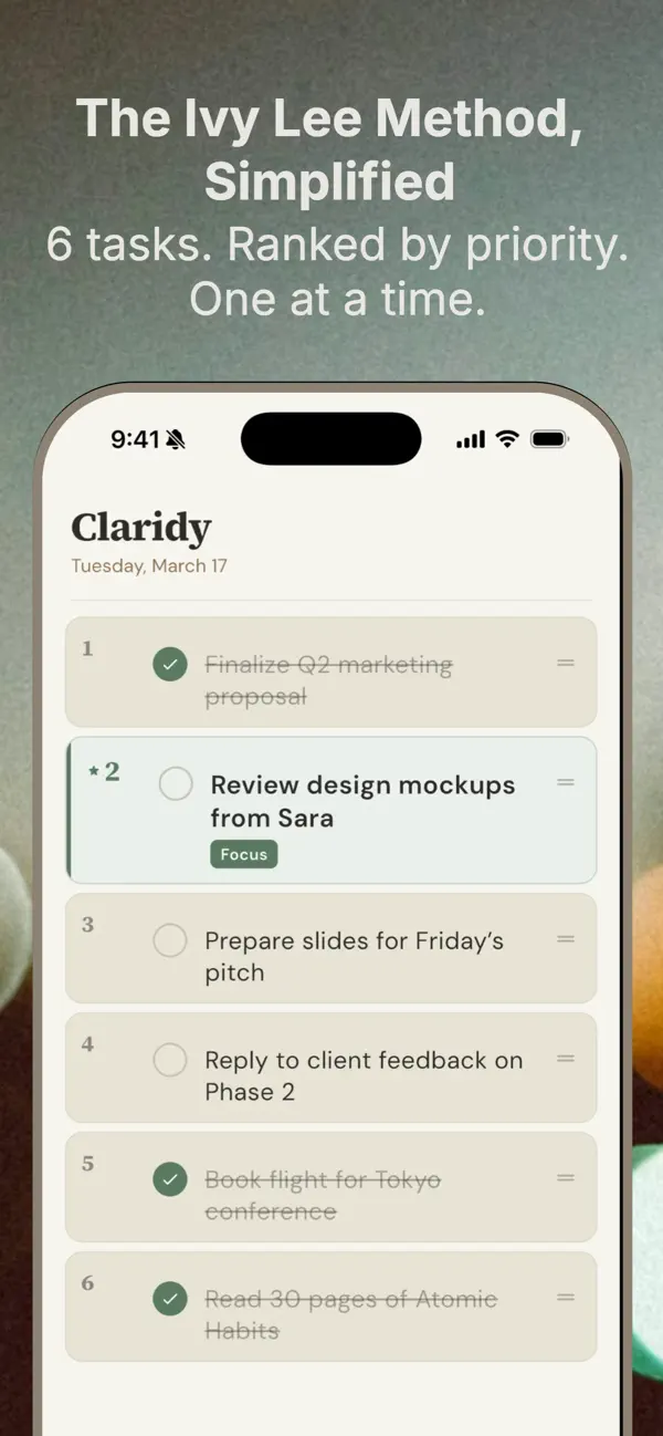 Screenshot #1 pour Claridy - Ivy Lee Method