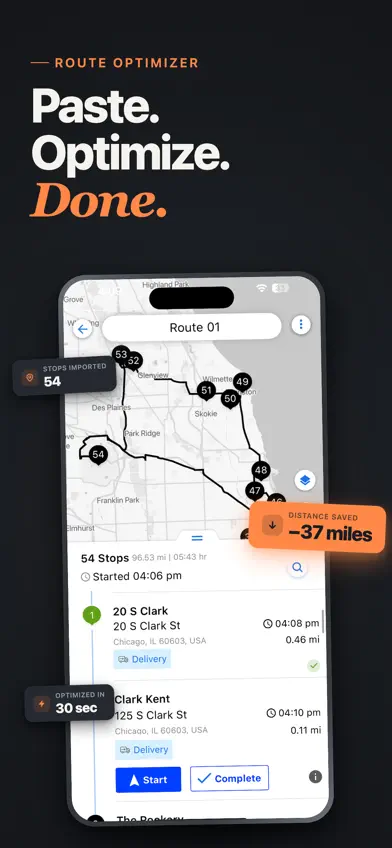Upper: Delivery Route Planner screenshot 1