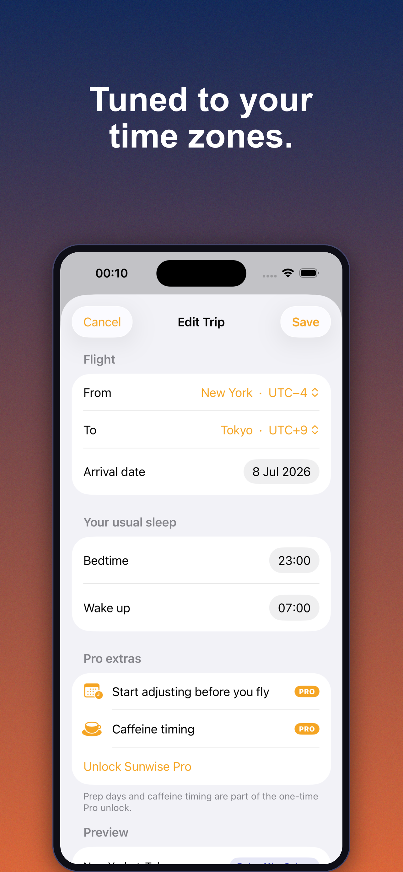 Sunwise – Jet Lag Planner screenshot 3
