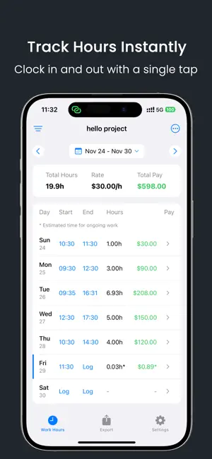 Hours Tracker: Time Clockify screenshot 1